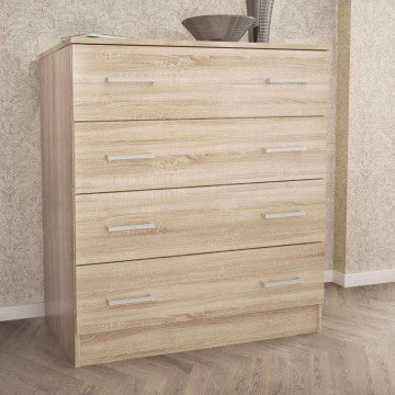Mobile 5 cassetti in truciolare bilaminato, 80x45x91 cm, quercia chiaro