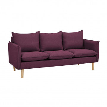Divano 3 posti in tessuto con gambe in legno 188x84x51 cm