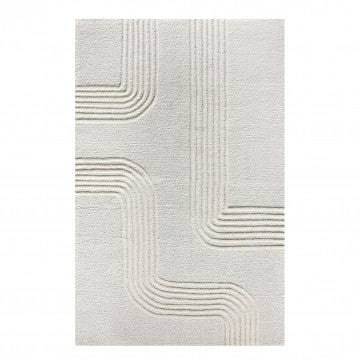 Tappeto tessuto lana e cotone 160x230 cm colore avorio