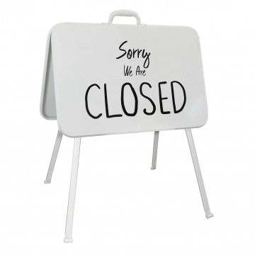 Cartello in acciaio bianco Open/Closed Pierre 60x53x77 cm