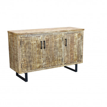 Mobile con 3 ante in legno naturale e struttura gambe metallo nero