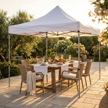 Gazebo struttura alluminio esagonale telo PVC bianco 3x3 metri