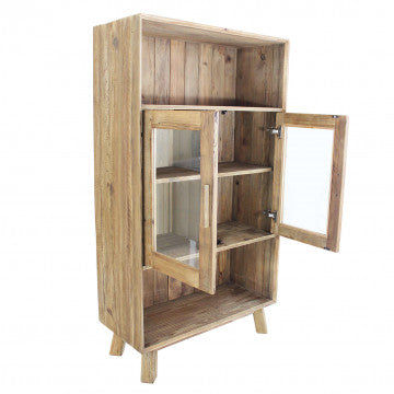 Mobile 2 ripiani 2 ante legno pino riciclato 90x40x160cm