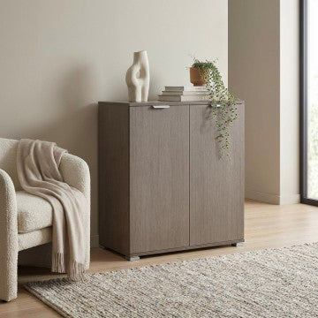 Mobiletto 2 ante in truciolare bilaminato rovere grigio 75x38x85 cm