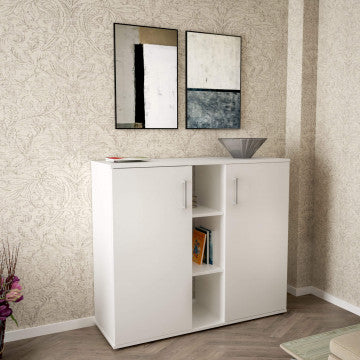 Mobiletto Frank Bianco 2 Ante 3 Mensole 101,5x35x87h cm