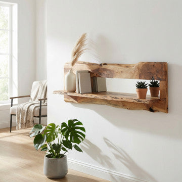 Mensola in legno acacia marrone dimensioni 120x22x38 cm