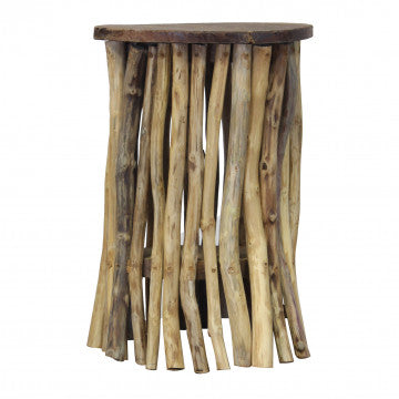 Tavolino in legno di teak 30x30 cm, altezza 45 cm, colore marrone