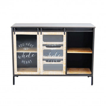 Mobile in legno e acciaio con 2 ante e 3 cassetti 108,5x38,5x79 cm