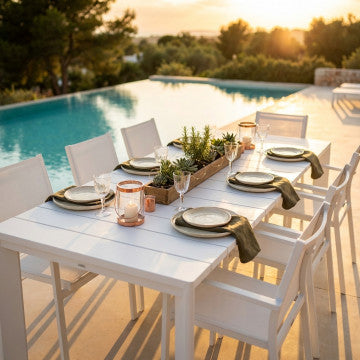 Tavolo alluminio verniciato bianco 200/250x100x75cm struttura