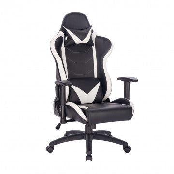 Poltrona gaming poliuretano bianco e nero 69,5x71,5x121-129 cm