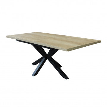 Tavolo allungabile piano melamina con venature struttura metallo nero 160/200x90