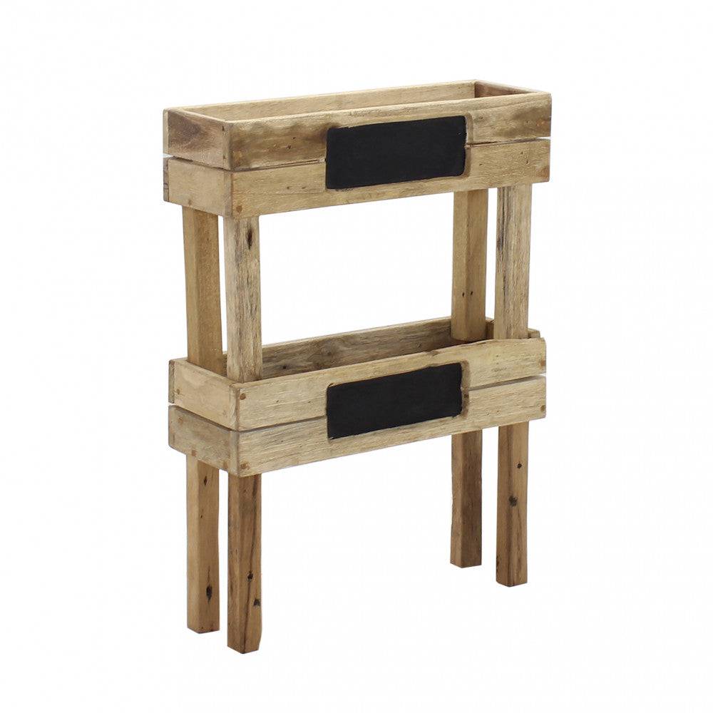 Fioriera Alyssia in legno di mogano con forma rettangolare, dimensioni 42x15x30cm, ideale per giardini e spazi esterni, con dettagli in nero.