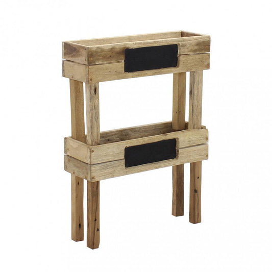 Fioriera Alyssia in legno di mogano con forma rettangolare, dimensioni 42x15x30cm, ideale per giardini e spazi esterni, con dettagli in nero.