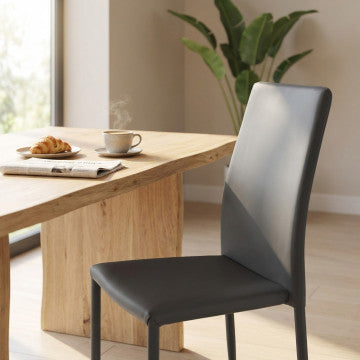 Sedia struttura acciaio e rivestimento ecopelle grigio scuro 41x50x91 cm