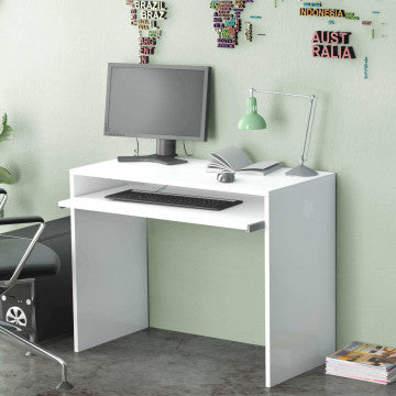 Porta PC in truciolare bilaminato bianco 90x45x74 cm