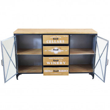Mobile in metallo e legno, 128x38x79 cm, peso 28 kg