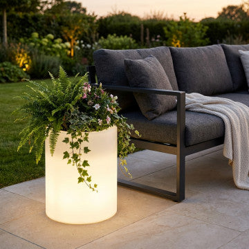 Vaso luminoso in polipropilene Ø40 x 50h cm con LED RGB e batteria solare
