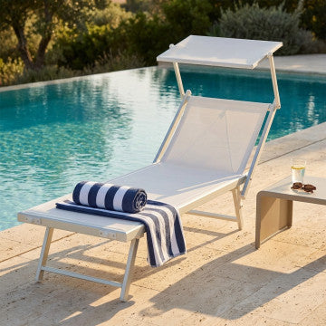 Lettino 3 posizioni alluminio e textilene 155x75 cm, portata 120 kg