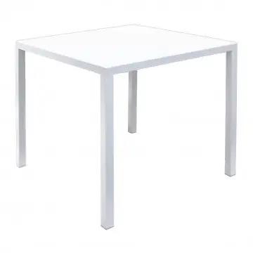 Table autonivelante 80 x 80 blanche en acier thermolaqué