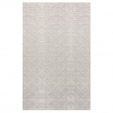 Tappeto lana e cotone avorio 160x230 cm con decoro