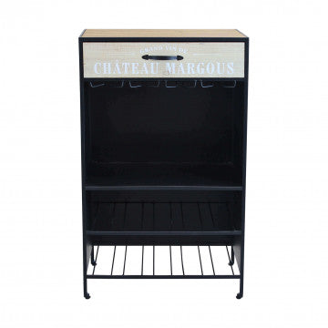 Mobile in metallo e legno nero 59x39,5x95 cm, peso 13,7 kg