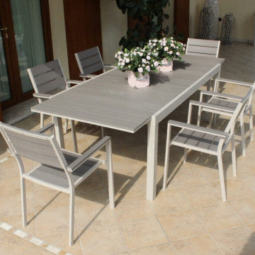 Pental Table 180/240 x 100 - Table d'extérieur extensible avec structure en aluminium et plateau en polywood