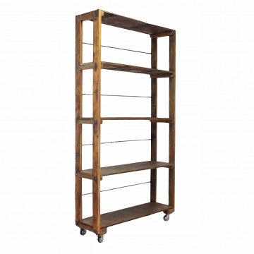 Mobile in legno riciclato e metallo, 118x37x218 cm, colore marrone