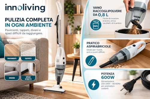 Scopa Elettrica 2in1 600W Cavo 4mt Bianca