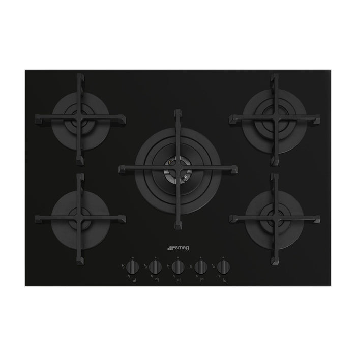 Piano Cottura Incasso Gas 5 Zone Vetro Nero 70cm