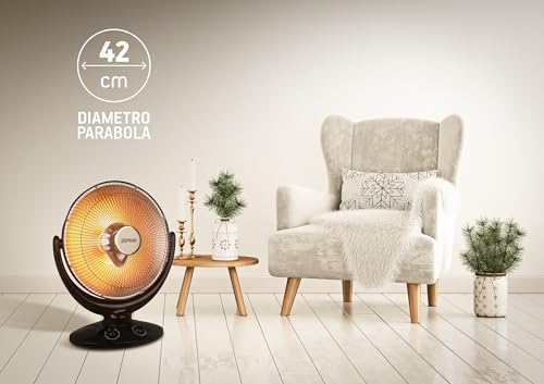 Stufa Parabola Oscillante Carbonio 32cm 500/1000W