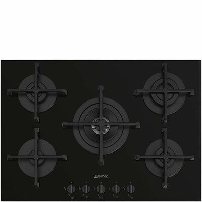 Piano Cottura Incasso Gas 5 Zone Vetro Nero 70cm