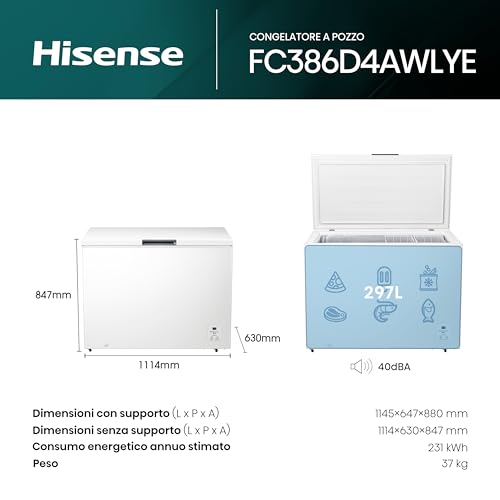 Congelatore Pozzetto Hisense 297L Bianco