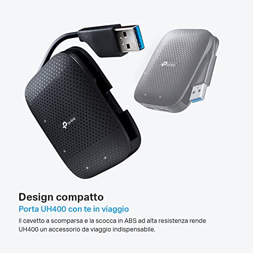 Hub USB 3.0 4 Porte Compatto Nero