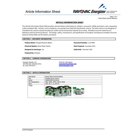 Pile Stilo AAA Ricaricabili Energizer 700mAh 2 Pezzi