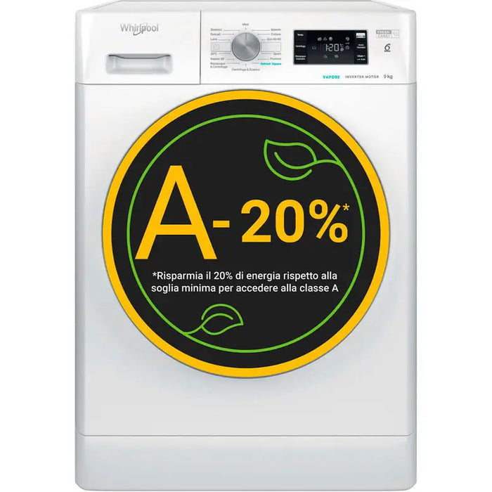 Lavatrice Whirlpool 9 kg 1400 giri Vapore Inverter
