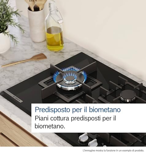Piano Cottura Incasso Gas Vetro Temperato 4 Zone 60cm Nero