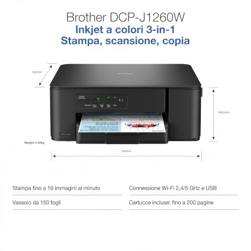 Brother Multifunzione Ink-Jet Fax WiFi USB DCP-J1260W