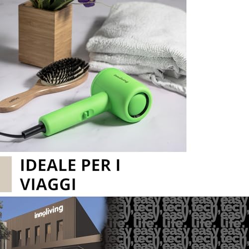 Asciugacapelli Mini Rivestito Gomma 1000W Verde