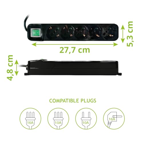 Multipresa 5 Posti Schuko ITA 10A Nero Spina ITA