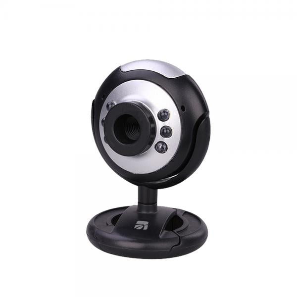 Webcam HD 640x480 USB Nero con Microfono e Luce LED