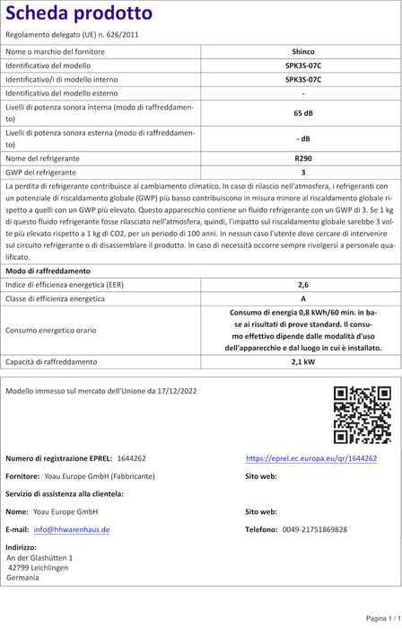 Condizionatore Portatile Hisense 7000BTU Freddo