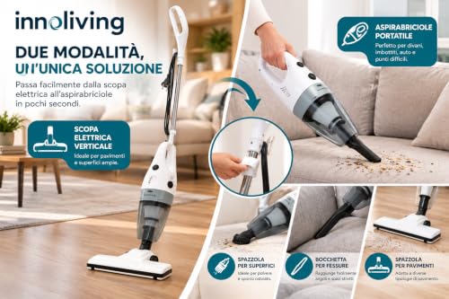 Scopa Elettrica 2in1 600W Cavo 4mt Bianca