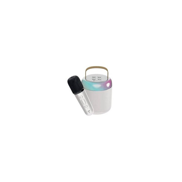 Speaker Karaoke Bluetooth Portatile con Microfono LED Bianco