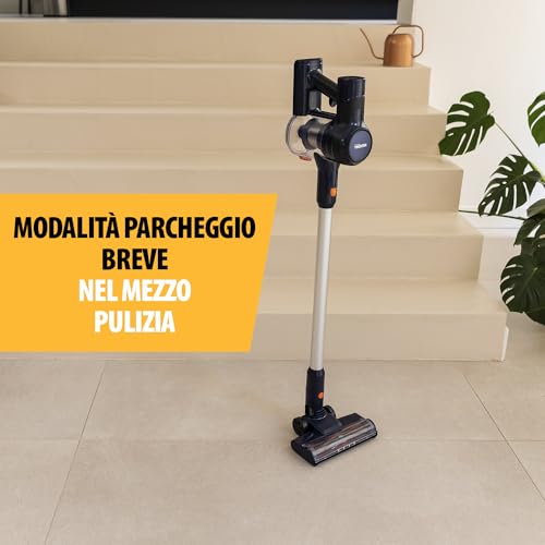 Scopa Elettrica Senza Fili 150W 40min Nero Inox
