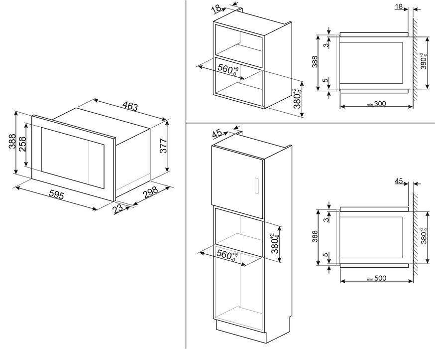 Forno Microonde Incasso 19Lt 1000W Inox Satinato 60cm