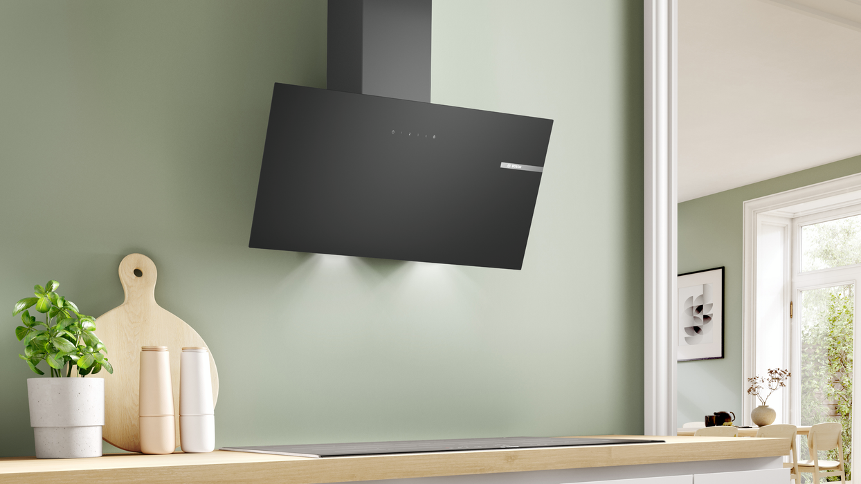Cappa Vetro a Parete 80cm 220W Luce LED Nera