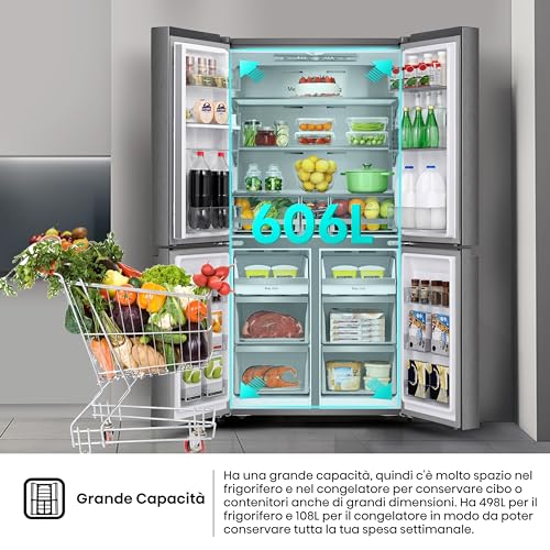 Frigorifero Hisense 4 Porte Total NoFrost 606L Inox 91cm