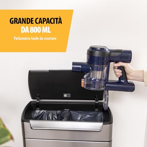 Scopa Elettrica Senza Fili 150W 40min Nero Inox
