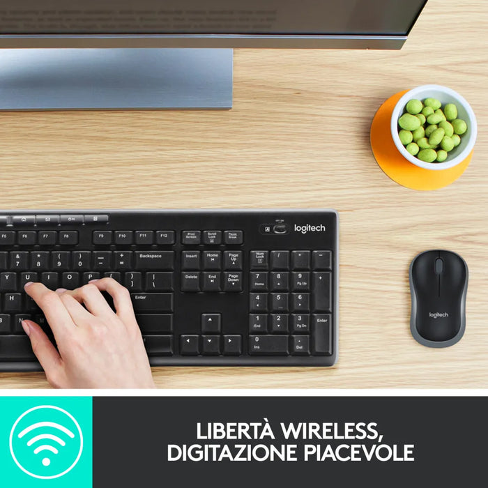 Kit Tastiera e Mouse Senza Fili Nero Logitech MK270