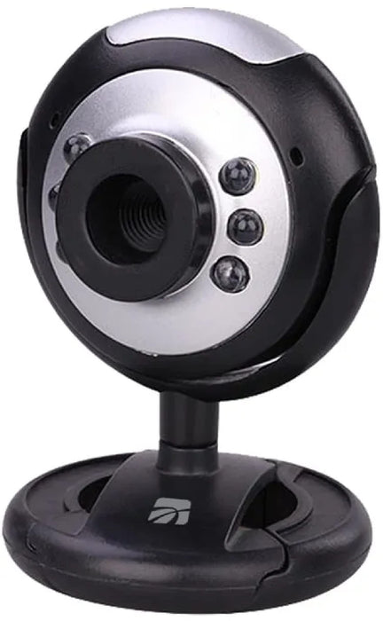 Webcam HD 640x480 USB Nero con Microfono e Luce LED